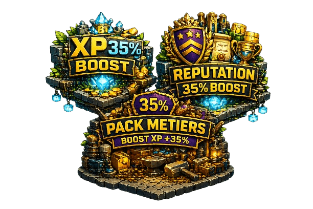 Bundle d'Expériences + Métiers + Réputation 35% — abonnement 1 mois