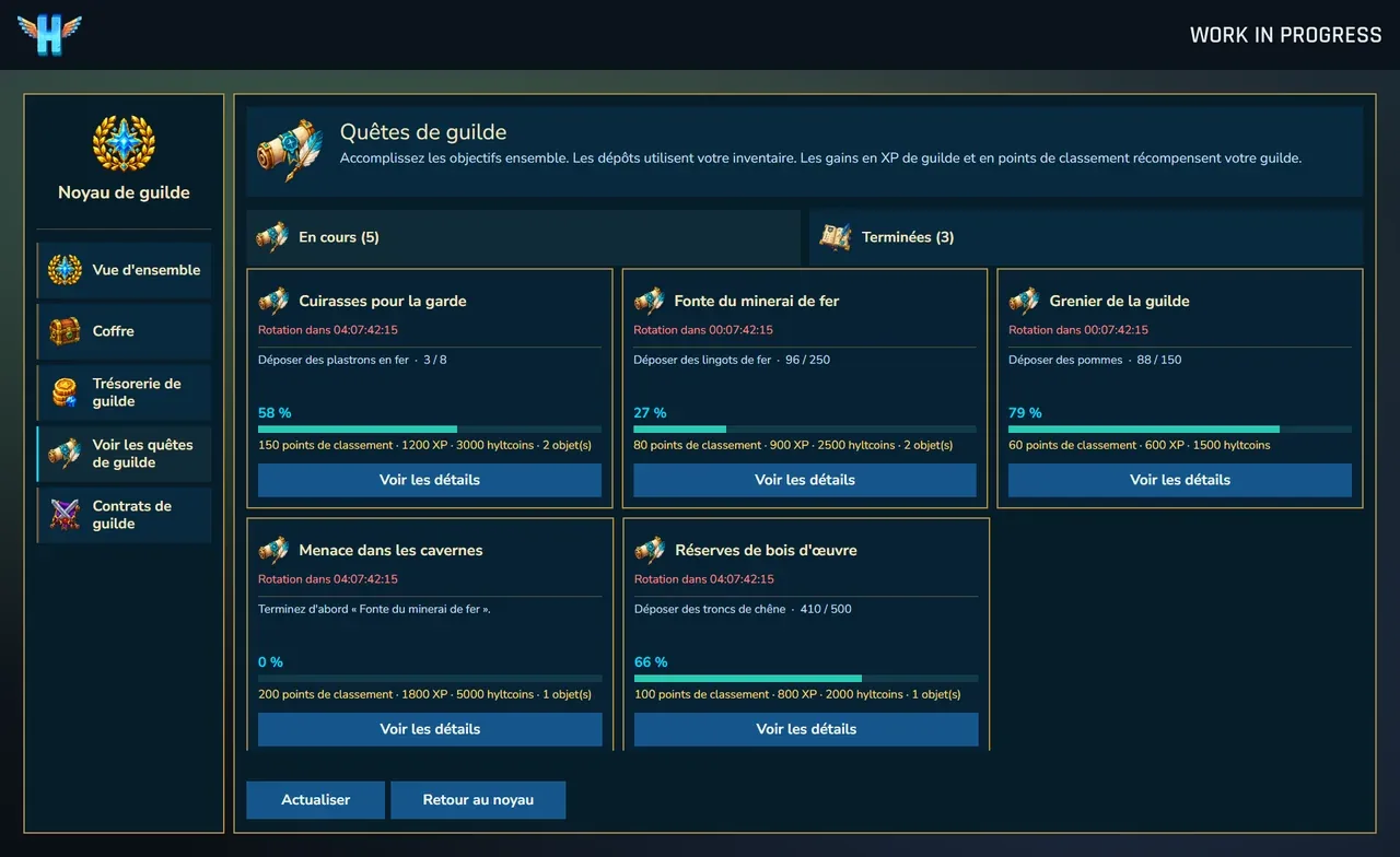 Les quêtes de guilde