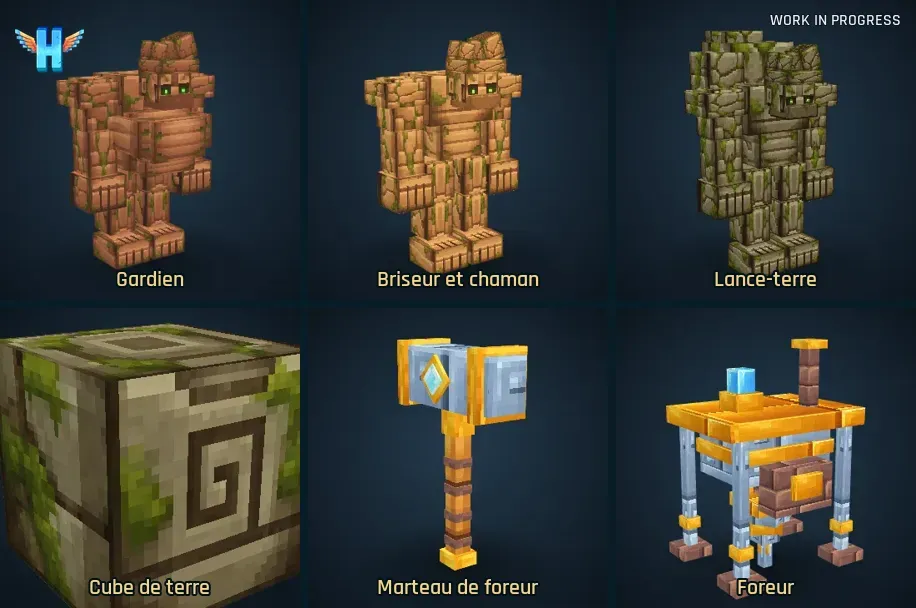 Les modèles du foreur, des golems, du cube de terre et du marteau