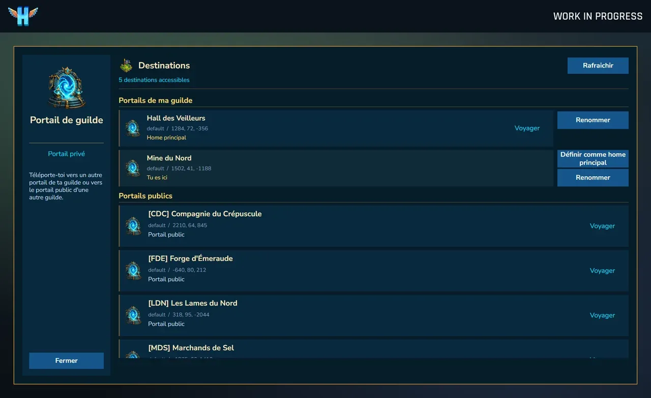 L'interface du portail bleu